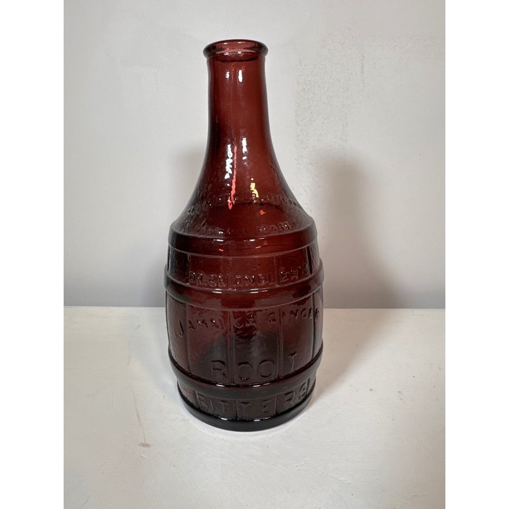 Vintage Wheaton NJ Dr Chandlers Jamaica Ginger Root Bitters Barrel Glass Bottle